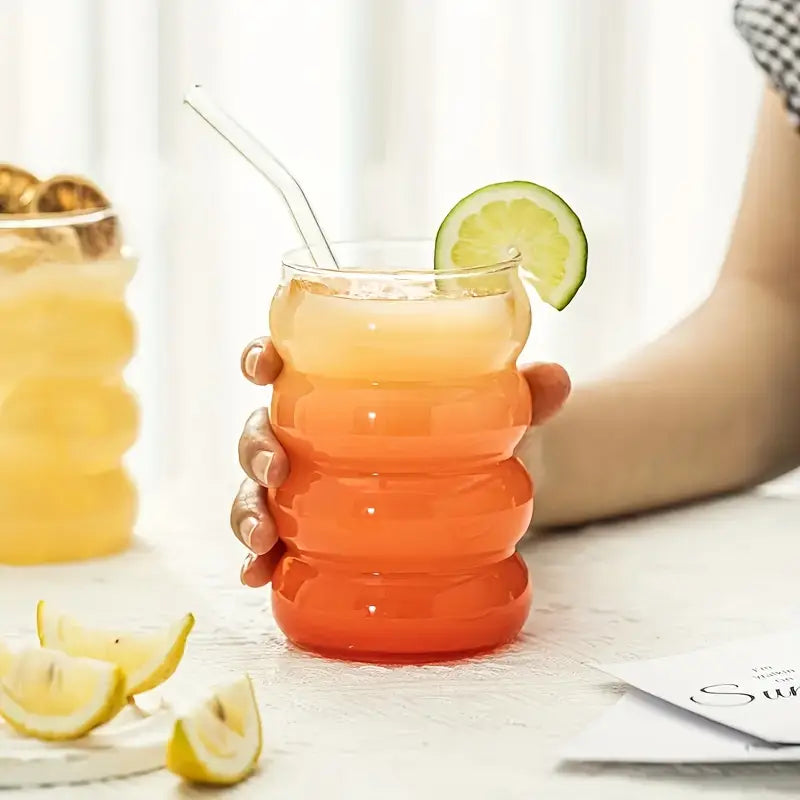 Wave Shape Glass with wood cap (Pack of 1) Home & Kitchen