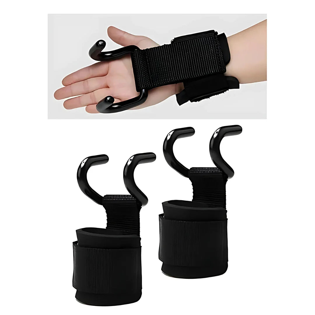 Weight Lifting Rod Hooks Wrist Support (Pair of 1)