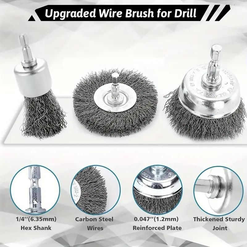 Wheel Brush 3’’ Drill To Metal Connector