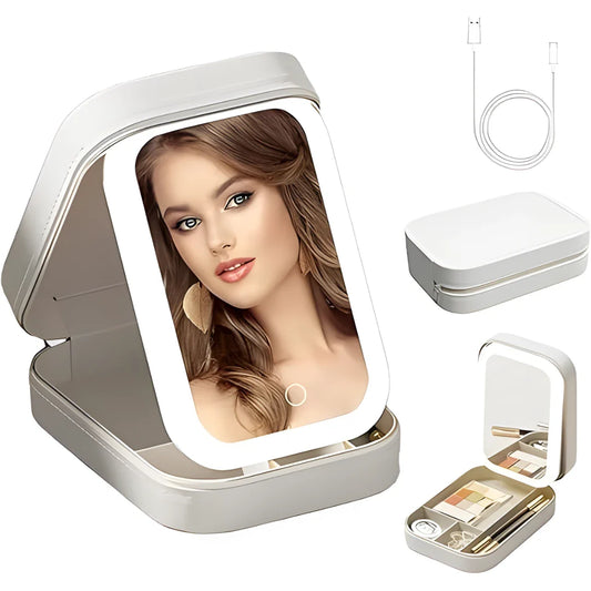 White Jewelry Box with LED Mirror