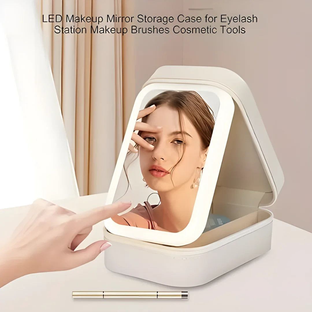 White Jewelry Box with LED Mirror