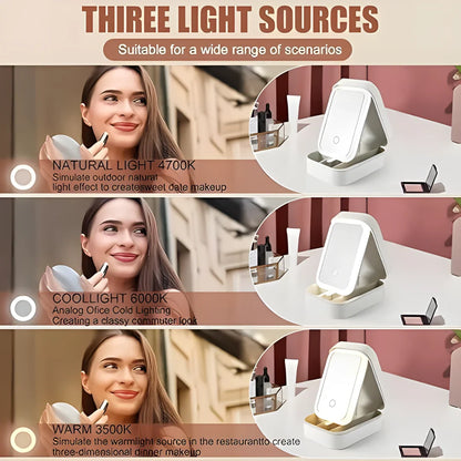 White Jewelry Box with LED Mirror