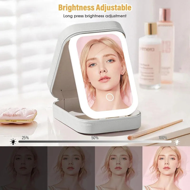 White Jewelry Box with LED Mirror Home Accessories
