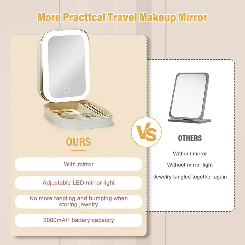 White Jewelry Box with LED Mirror Home Accessories