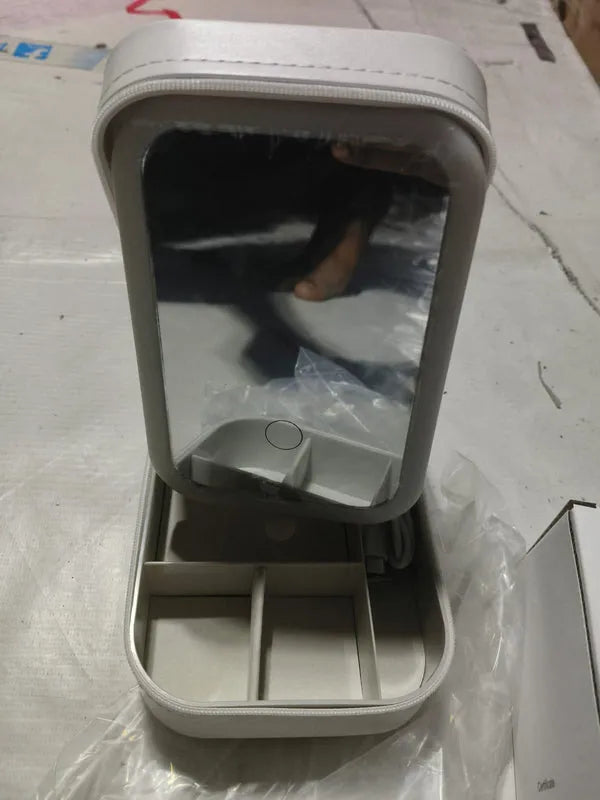 White Jewelry Box with LED Mirror Home Accessories