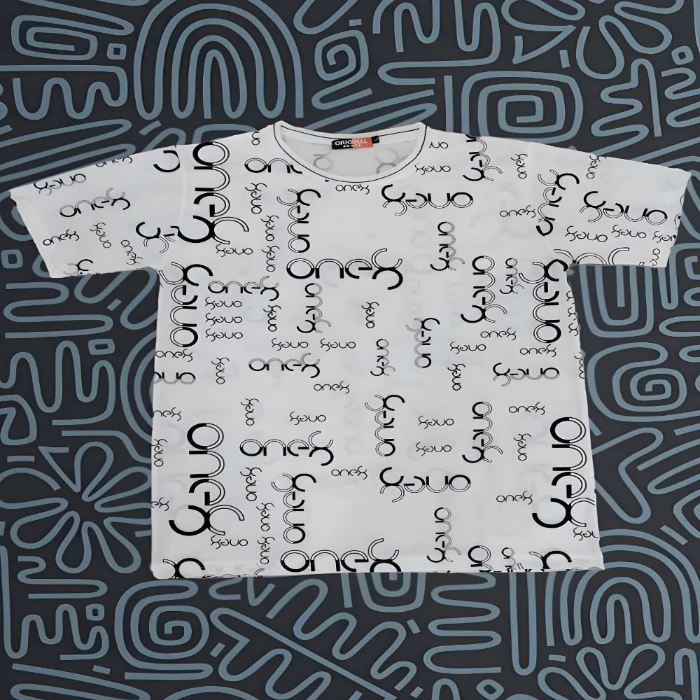 White Printed Polyester Tee clothing