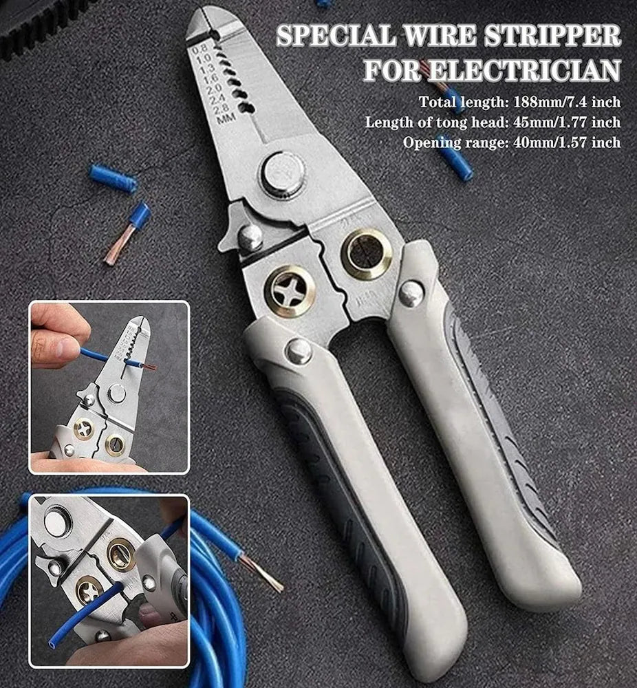 6 in 1 Cable Looping, Splitting, Cutting Pliers Wire Strippers