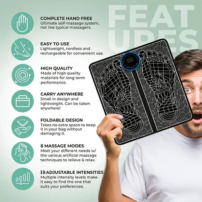 Wireless Electric Foot Massager Mat – Foldable & Portable with 8 Modes
