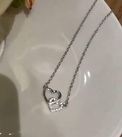Women’s Dual Heart Pendant with Chain Micro Plating