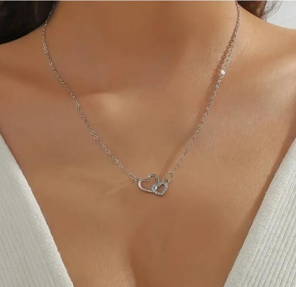 Women’s Dual Heart Pendant with Chain Micro Plating