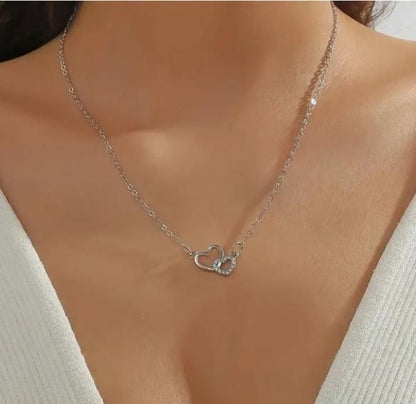 Women’s Dual Heart Pendant with Chain Micro Plating