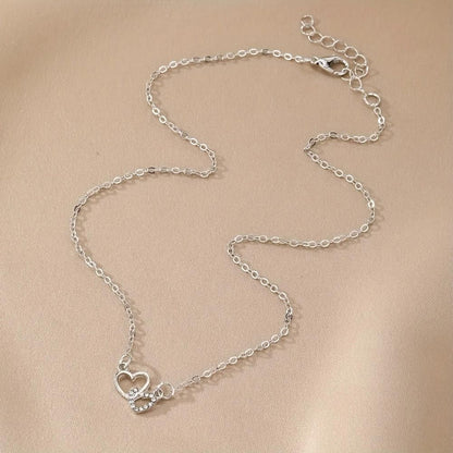 Women’s Dual Heart Pendant with Chain Micro Plating