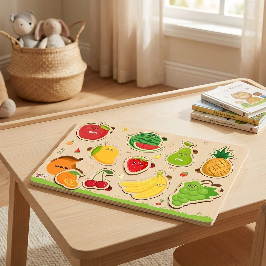 Best wooden fruits puzzle learning educational board - toys & games | 2026 | fast shipping