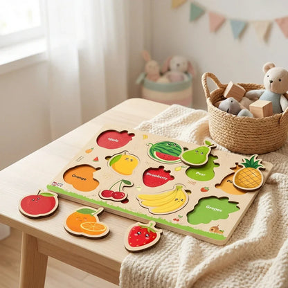 Best wooden fruits puzzle learning educational board - toys & games | 2026 | fast shipping