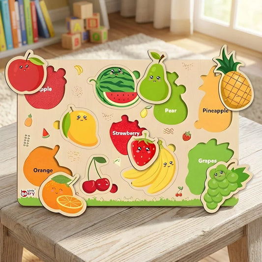 Best wooden fruits puzzle learning educational board - toys & games | 2026 | fast shipping