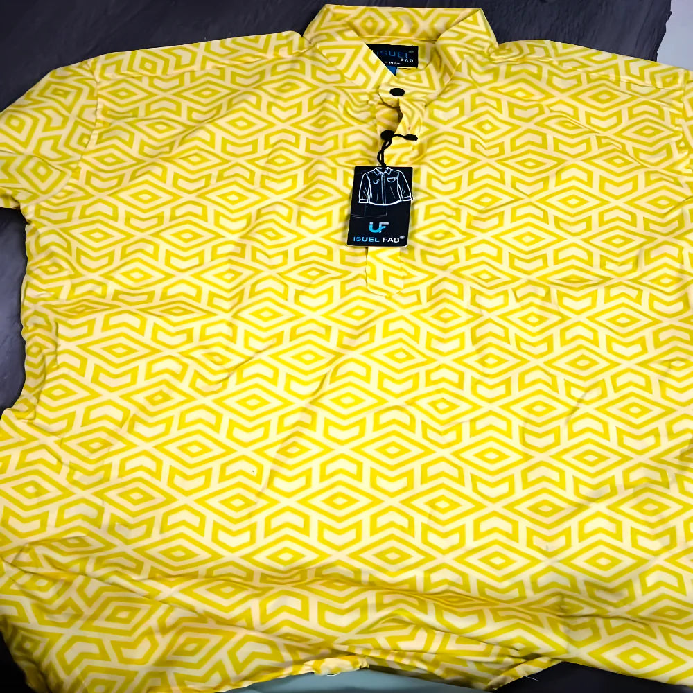 Yellow Printed Cotton Shirt clothing