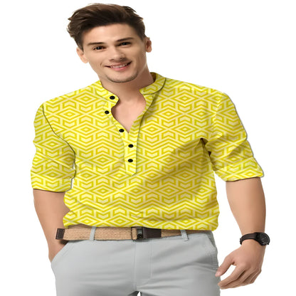 Yellow Printed Cotton Shirt clothing