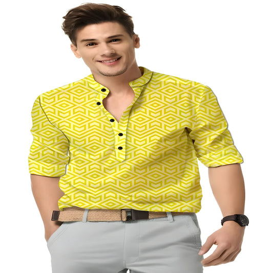 Yellow Printed Cotton Shirt clothing
