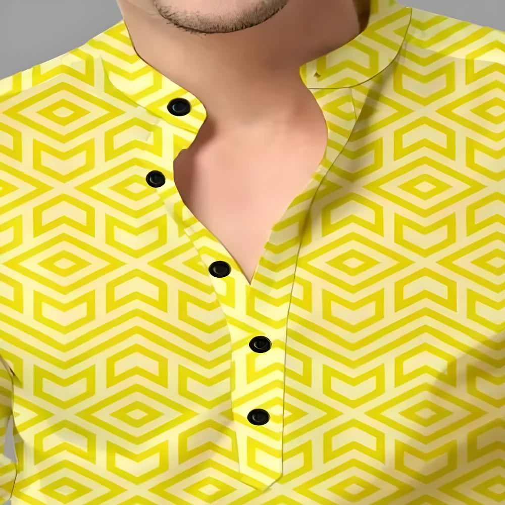 Yellow Printed Cotton Shirt clothing