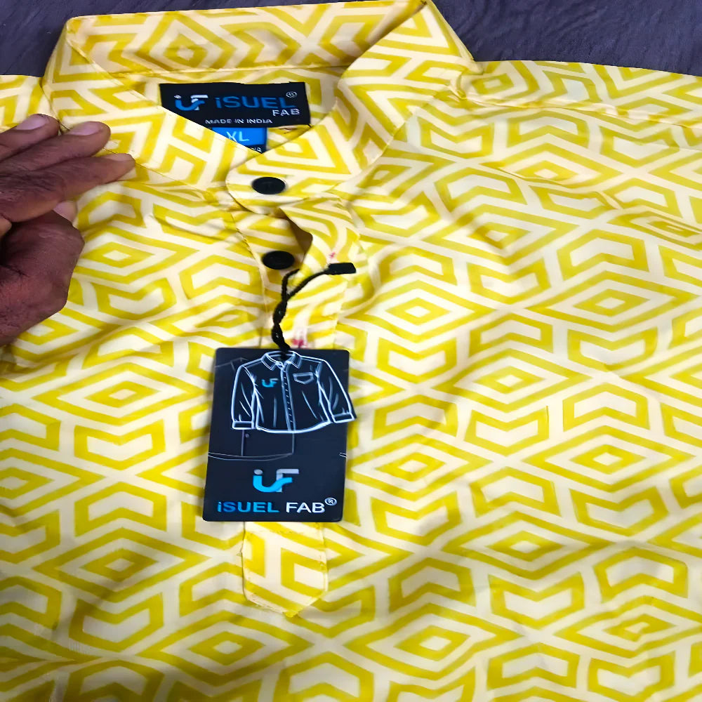 Yellow Printed Cotton Shirt clothing