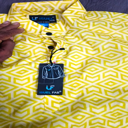 Yellow Printed Cotton Shirt clothing