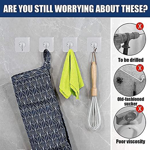 Self Adhesive Waterproof Transparent Hooks for Wall (Pack of 15)