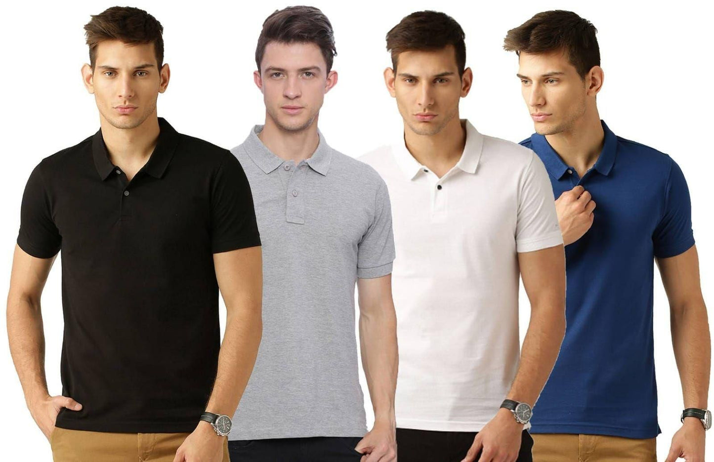 Fidato Men's Half Sleeves Polo Neck T-shirt 4PPT11 (Pack of 4)