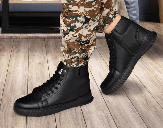 Men's Black Korean Style Sneakers Boot