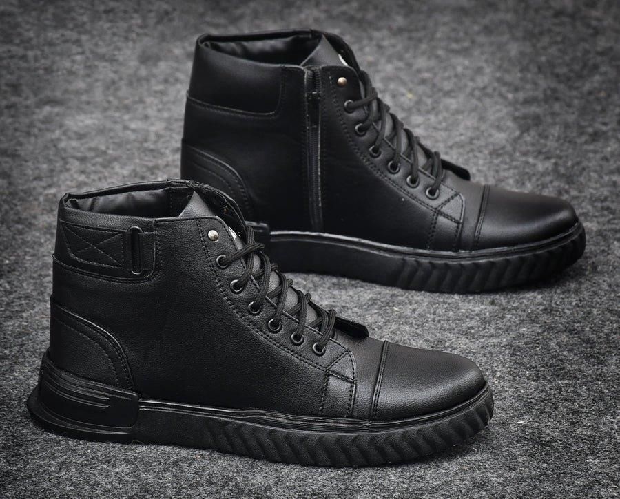 Men's Black Korean Style Sneakers Boot